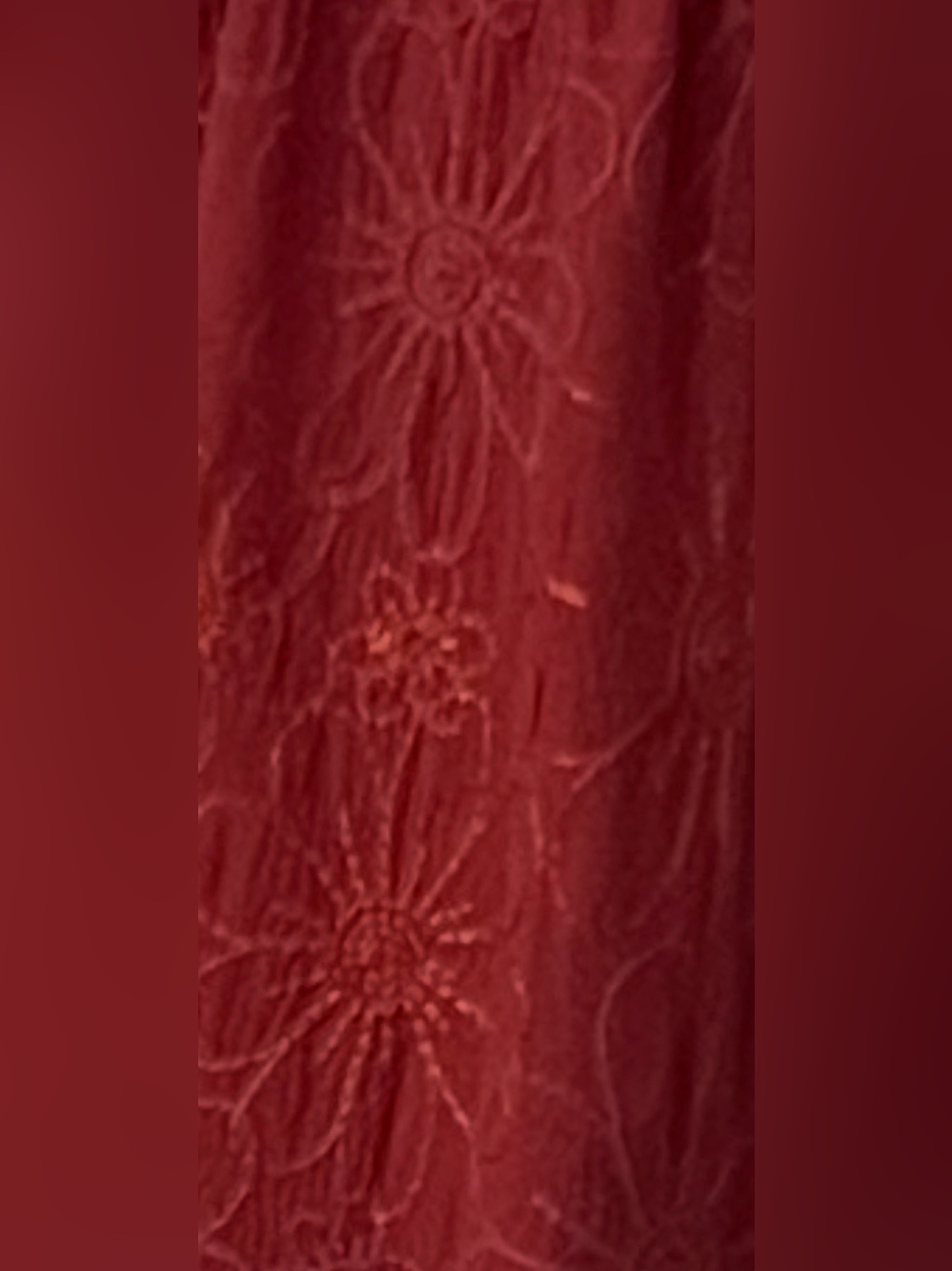 🇨🇦Burnt Orange Floral Embroidered Knee-Length Dress Ruffle Hem Romantic Festival - Picture 11 of 12